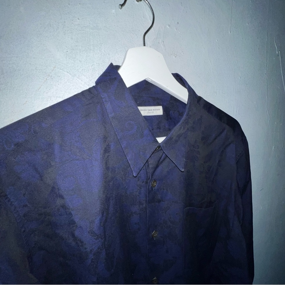 22x29 Dries Van Noten Button Up Shirt Dark Navy